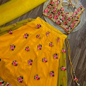 Haldi Lehenga Choli Set for Women, Yellow Lehenga Choli for Guest, South Asian Lehengas, Designer Lengha, Bridesmaids Outfits