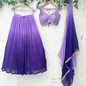 Lavender Shaded Georgette Lehenga Choli Set: Indian Wedding Partywear