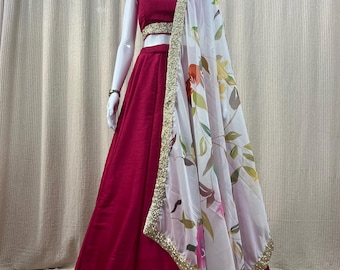 Pink Silk Lehenga Choli: Indian Wedding Party Wear