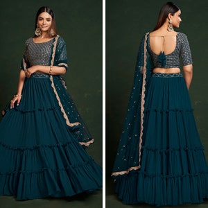 Blue lehenga Choli For Women Designer Party wear lahanga choli, Haldi lahanga Choli Trending lengha Choli Ready to wear