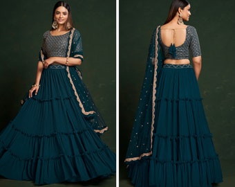 Blue lehenga Choli For Women Designer Party wear lahanga choli, Haldi lahanga Choli Trending lengha Choli Ready to wear