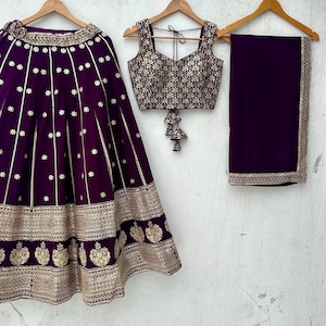 Purple Lehenga Choli Set | Ready to Wear Traditional Indian Outfit | Elegant and Comfortable Wedding Wear for Guest