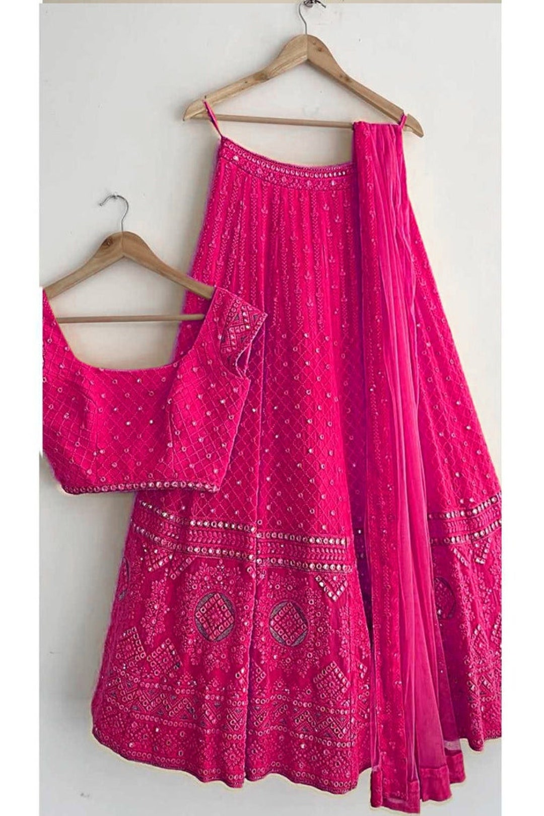 Pink Mirror Work Georgette Lehenga Choli for Women or Girls Sabyasachi ...