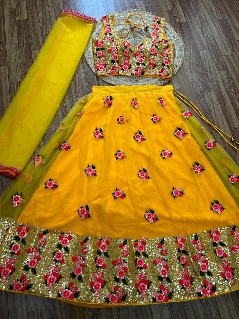 Haldi Lehenga Choli Set for Women, Yellow Lehenga Choli for Guest, South Asian Lehengas, Designer Lengha, Bridesmaids Outfits