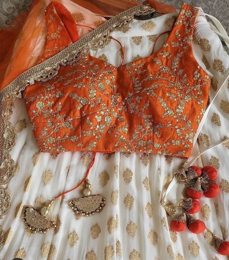 Bollywood Lehenga Choli Set Pfirsichfarben - Brautschmuck Mit 2 Dupattas, Maulbeerseide, Für Hochzeiten & Feste