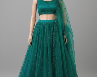 Blaugrünes Lehenga Choli Set