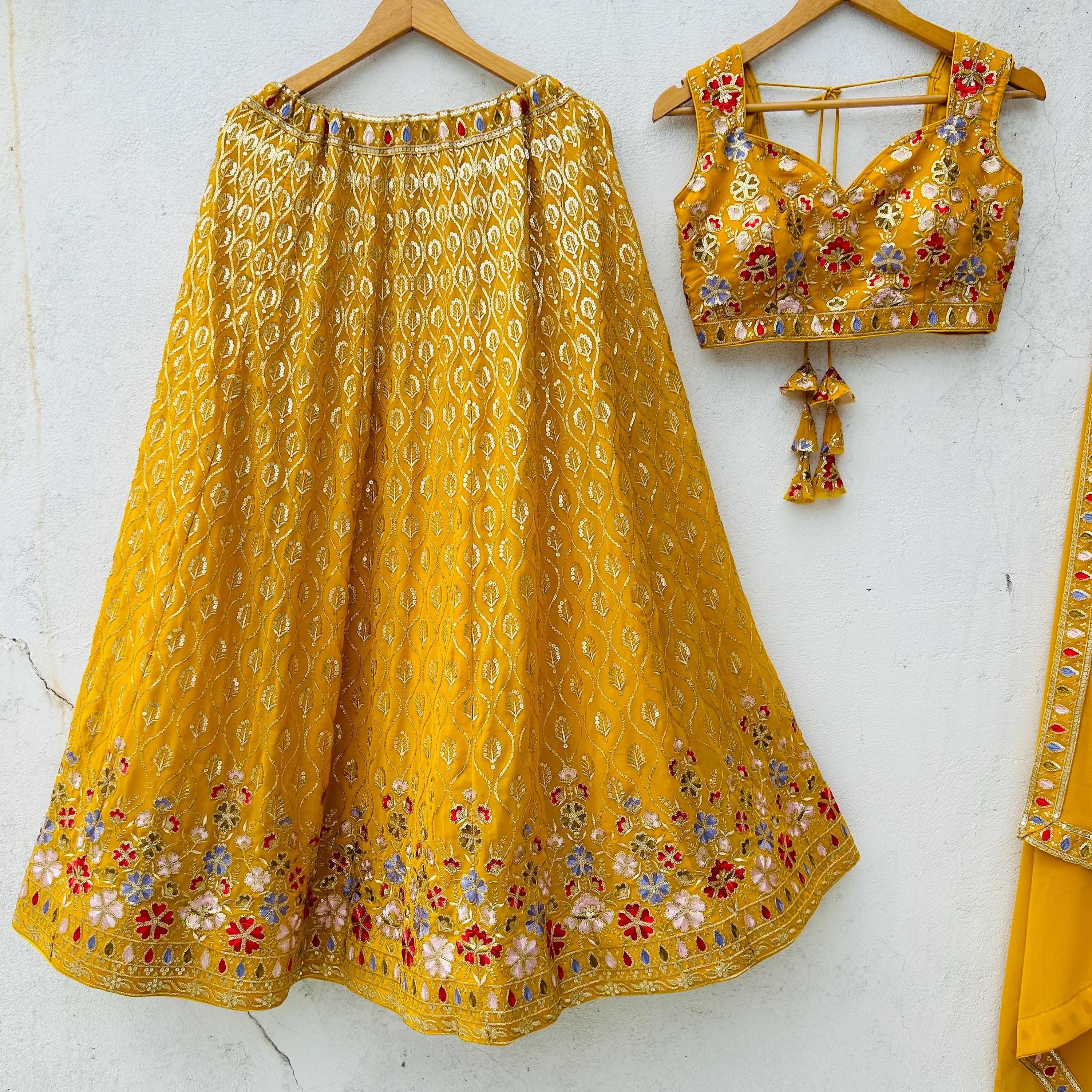 rose embroidered bodycon dress Mustard Yellow Embroidered Sharara Set main image 1