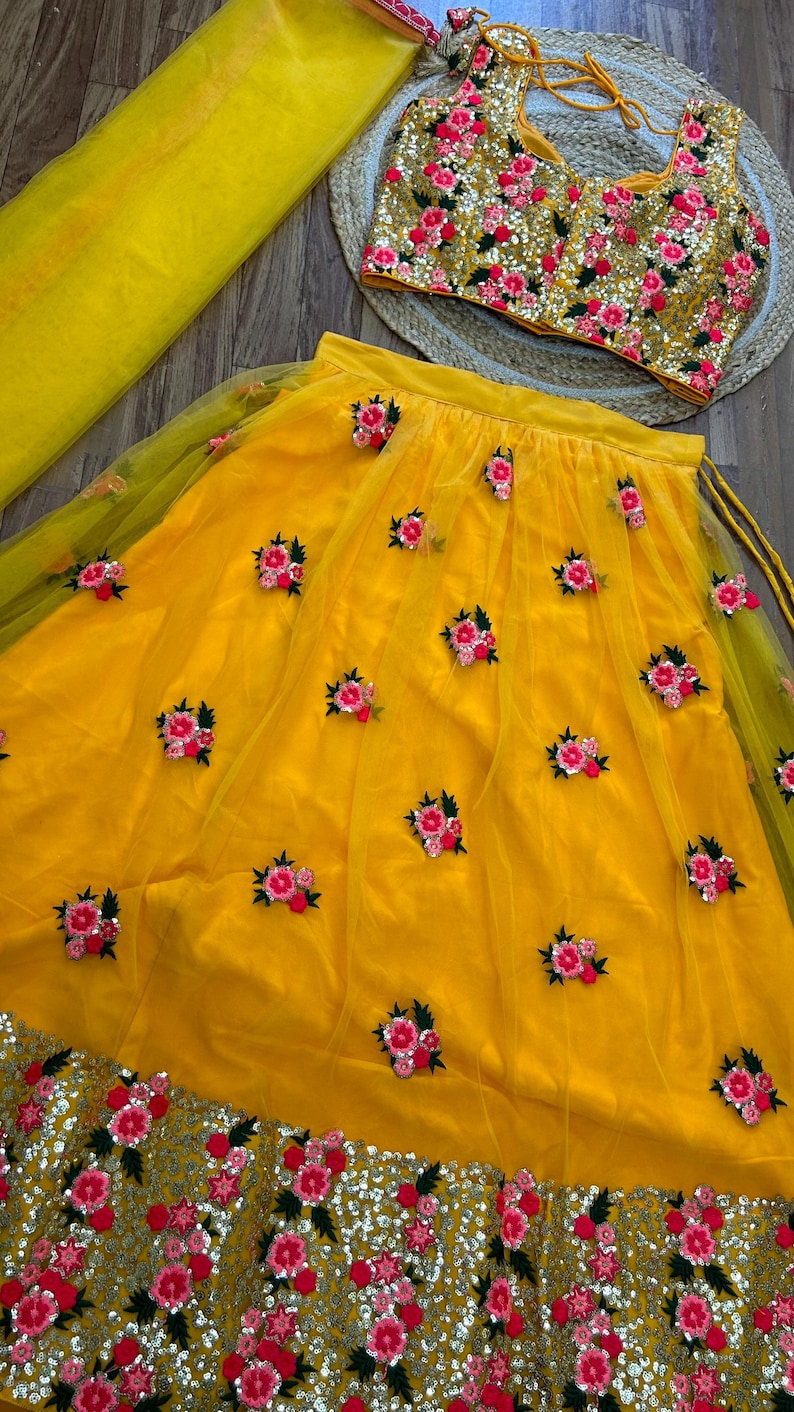 Haldi Lehenga Choli Set for Women, Yellow Lehenga Choli for Guest, South Asian Lehengas, Designer Lengha, Bridesmaids Outfits
