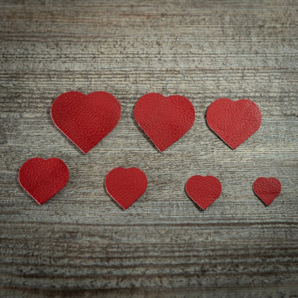 5 Genuine Leather Heart Shapes, Leather Cut Outs, 20 - 40mm, Crochet, Knitting, Card Making, Scrap Book, Leather Shapes, Crafting Shapes