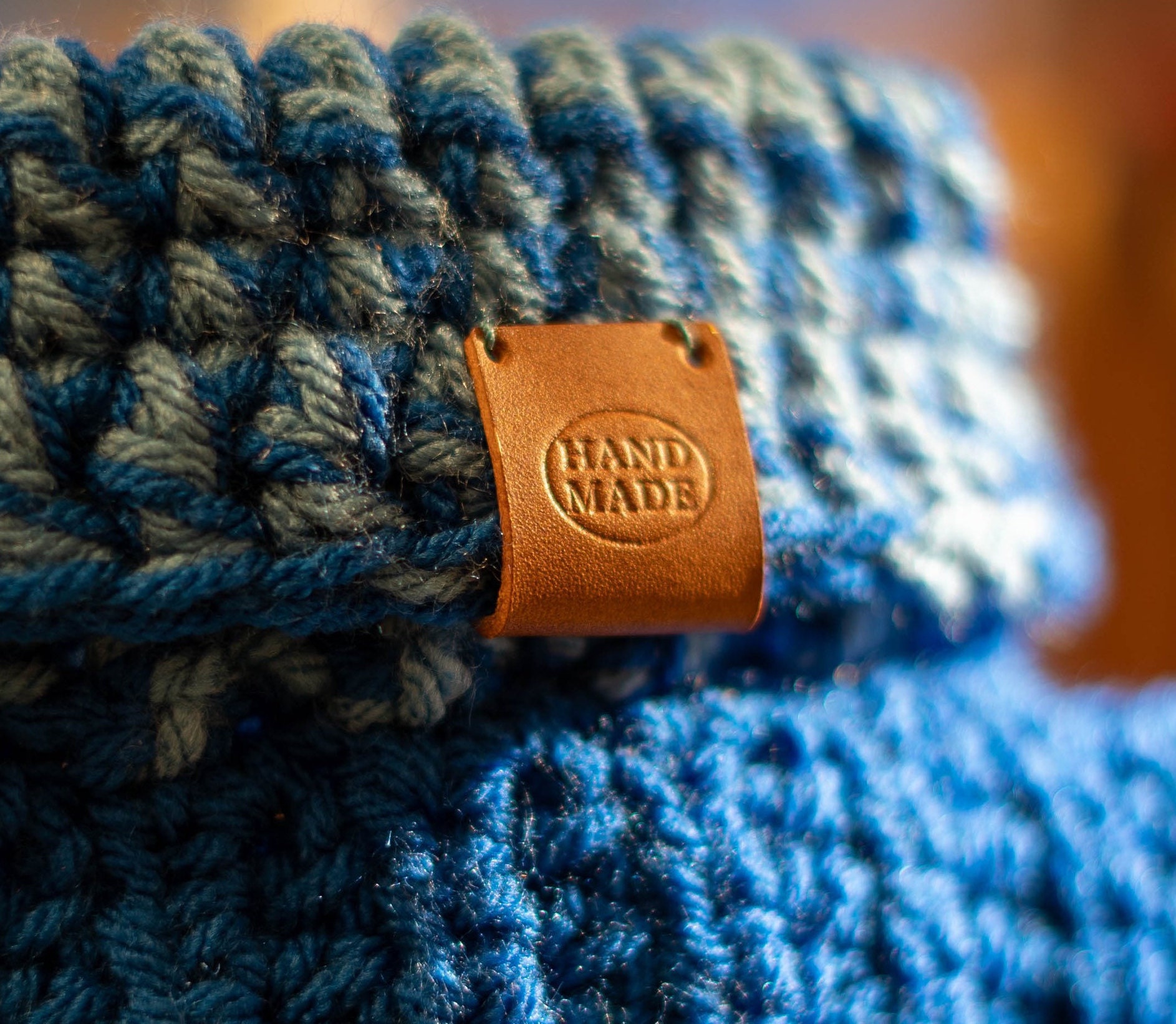 Crochet Faux Leather Rivet Tags, Yarn Ball Logo Labels for Knitting, Handmade  Tags for Crochet and Knitting, Folded Tags for Knitting Bags 