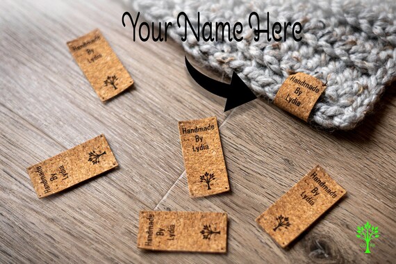 6 Custom Cork Name Tags handmade 24mm X 51 Mm Sewing ...