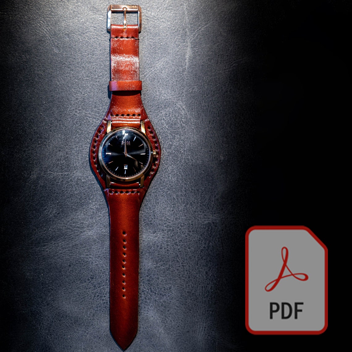 Leather Watch Strap one Piece PDF Download Leather Crafting Etsy