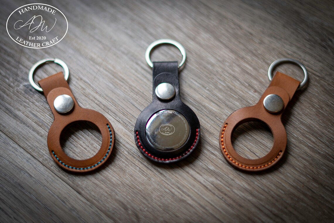 Genuine Leather Apple Air Tag Keyring Apple Tag Gift for Him Etsy