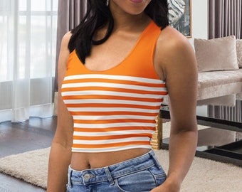 Tennessee Fall Color Orange and White Striped Women's Crop Tank Top