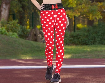 Red and White Polkadot Yoga Leggings
