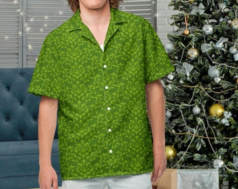 The Frog Prince's Forest Green Damask Men's Button Shirt