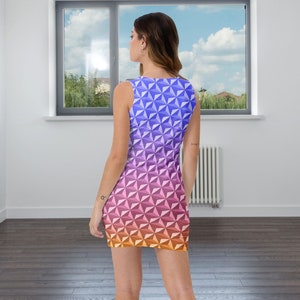 Night Glow Geometric Spaceship Earth Bodycon Pencil Dress
