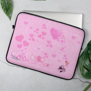 Pastel Pink Heart Laptop Sleeve - 13 or 15 inch Notebook, MacBook or Tablet