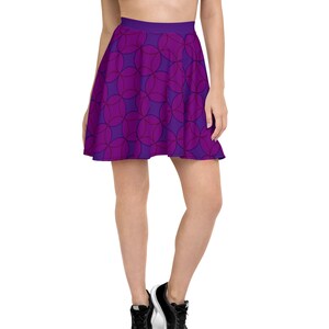 Purple and Violet Circular Geometric Batik Style Flare Skater Skirt