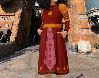 Padawan Snips Rebel Star Warrior Galaxy Wars Red Midi Dress
