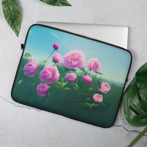Beautiful Pastel Pink Peony Laptop Sleeve - 13 or 15 inch Notebook, MacBook or Tablet