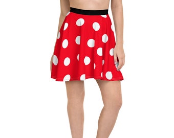 Red and White Polkadot Flare Skater Skirt