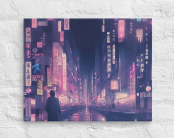 Neon Pink Streets of Tokyo Canvas Print, Wall Art, Ready to Hang