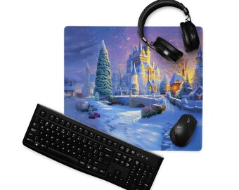 Enchanted Winter Village Gaming Mouse Pad