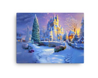 Enchanted Winter Village Canvas Print, Wall Art, Ready to Hang