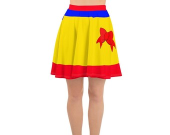 Yellow and Red Ribbon Princess Flare Skater Skirt