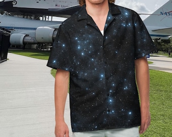 Star Constellation Galaxy Space Celestial Black Unisex Button Shirt