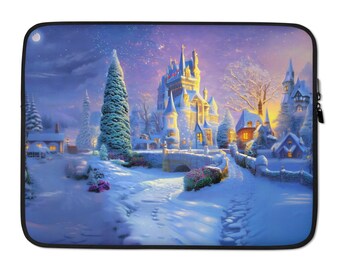 Enchanted Winter Village Laptop Sleeve - 13 or 15 inch Notebook, MacBook or Tablet