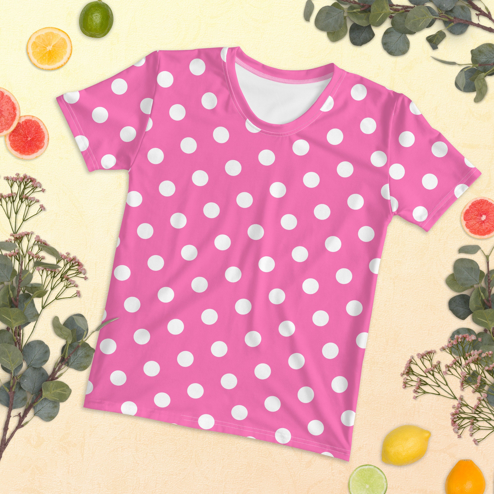 White Polka Dot Crew Neck T-Shirt