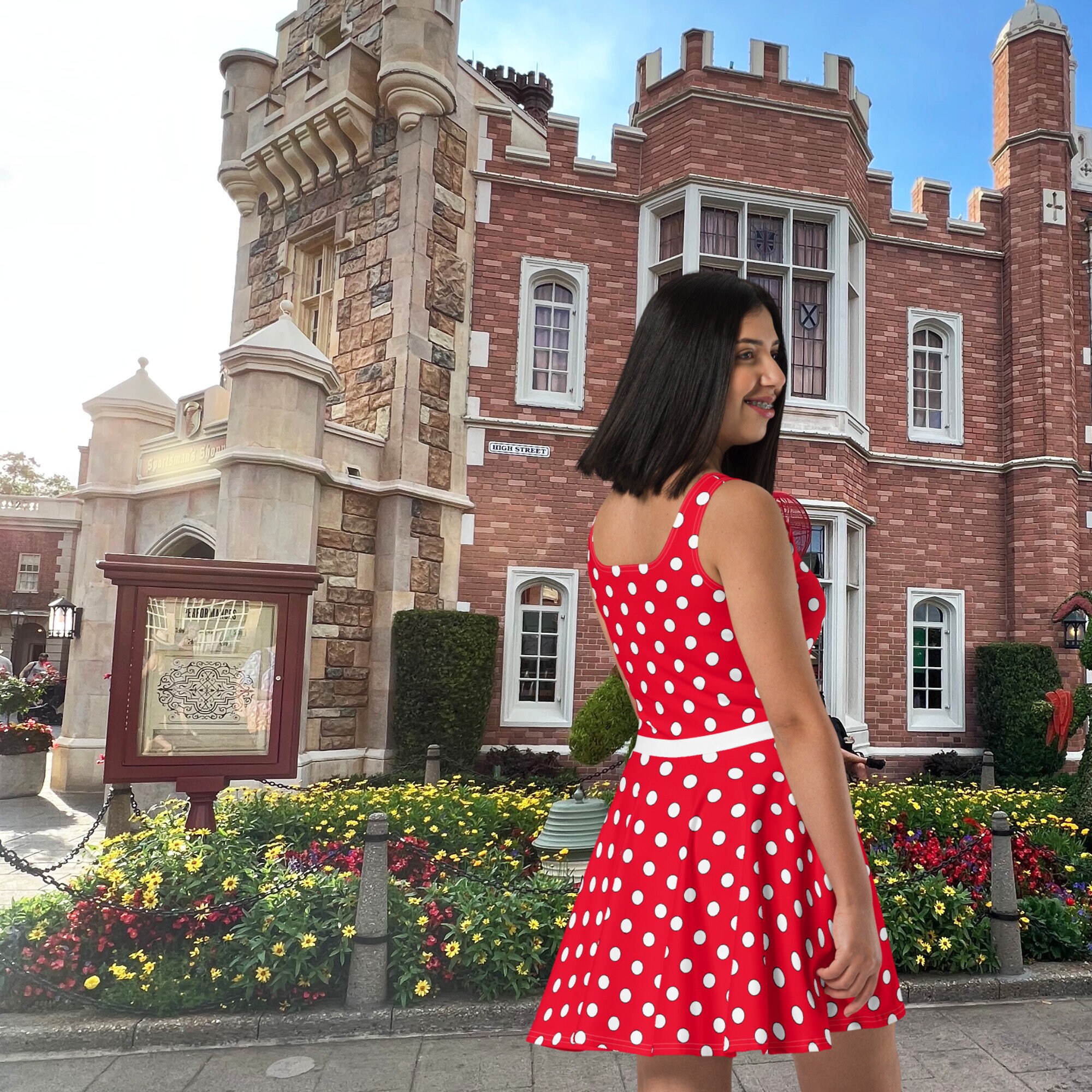 red and white polka dot skater dress Red and White Polkadot Retro Style Skater Dress Full Circle Skirt