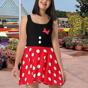 Red and White Polkadot Flare Skater Dress