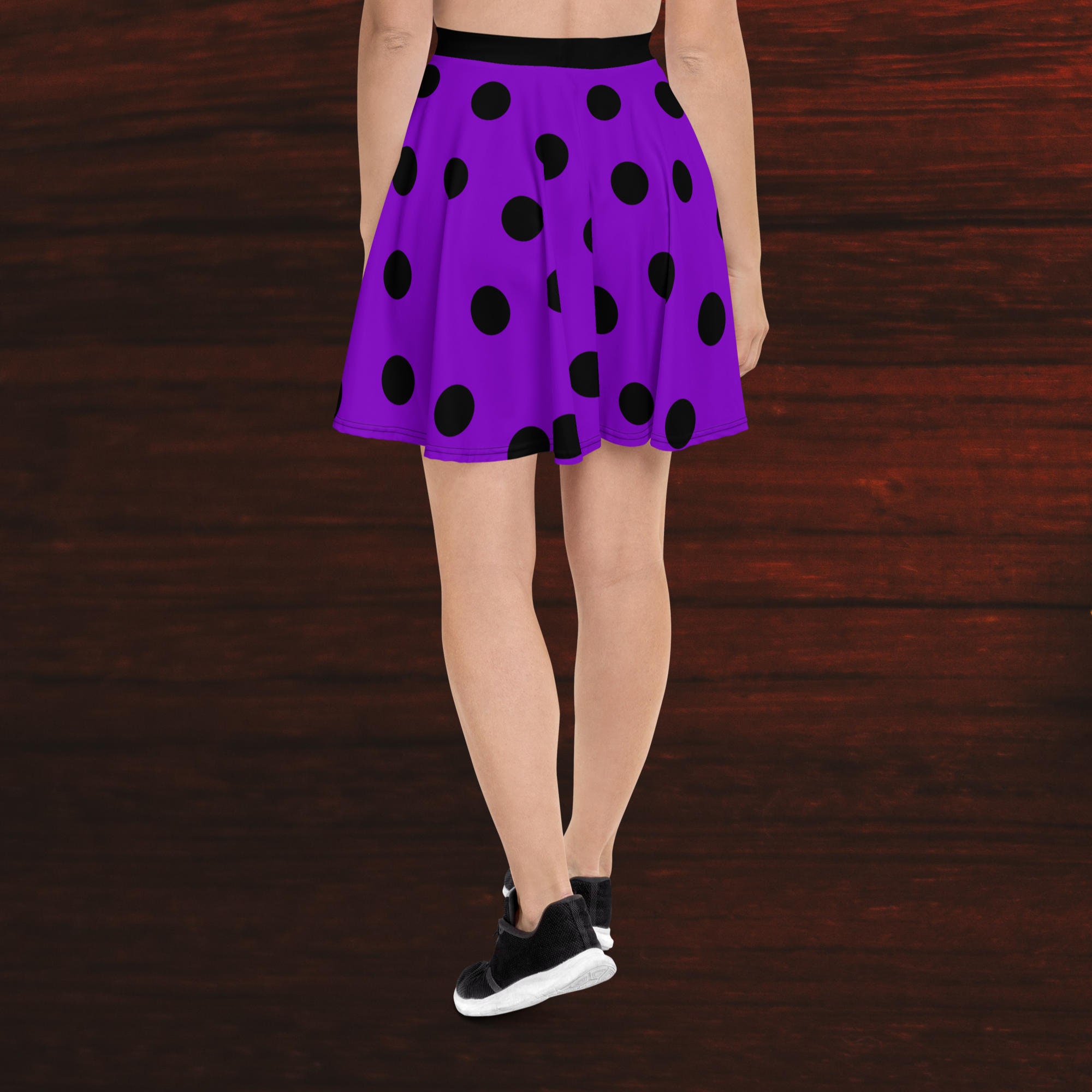 Polka Dot Hepburn Style Umbrella Mesh Skirt - 0931_PURPLE