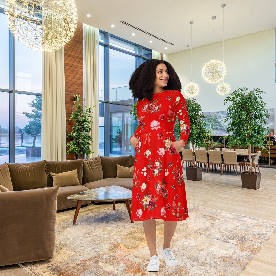 PRETTY POINSETTIAS DRESS - 1X main image 1