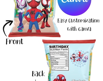 Layout modificabile per sacchetti di patatine per feste di Spidey & Friends