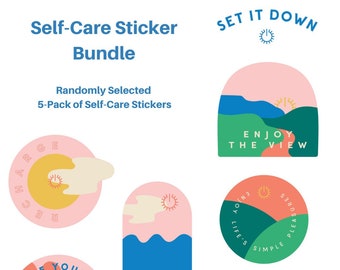 5- PACK of Motivational Quotes Die Cut Sticker Bundle - Hydro Flask Stickers - Laptop Stickers - Waterbottle Stickers - Self-Care stickers