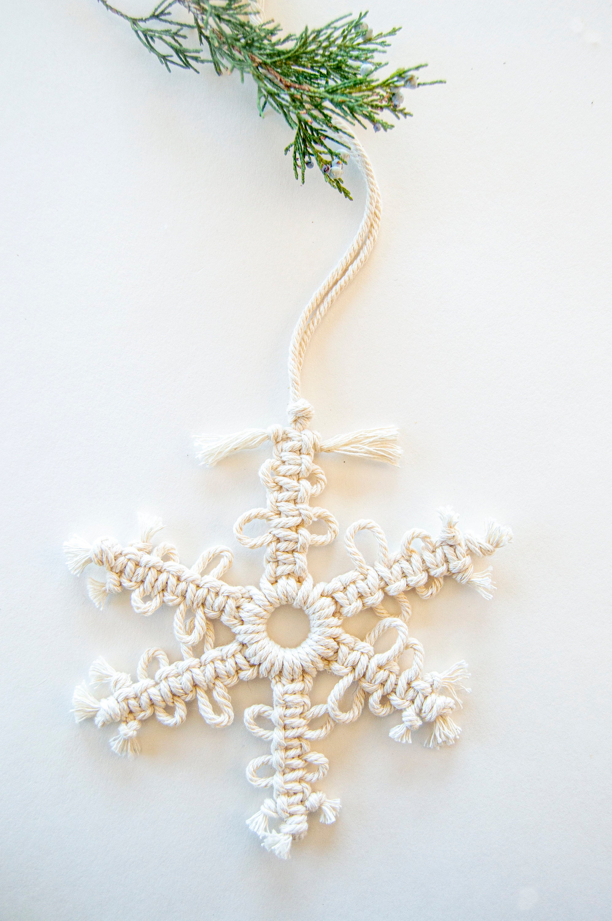 DIY Snowflake Macrame Pattern Handmade ornament Beginner Etsy