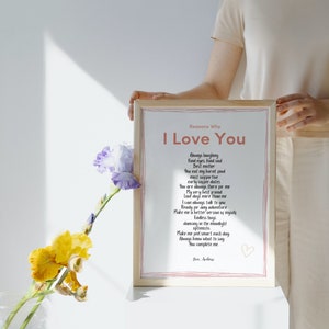 Impresión de pared "Te amo", impresiones descargables, impresiones personalizables, regalo sincero para el día de San Valentín, impresión linda, impresión escrita a mano, regalo personalizado