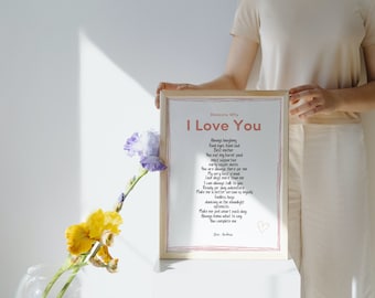 I Love You Wall Print, Downloadable Prints, Customizable Prints, Valentine's Day heartfelt gift, cute print, handwritten print, custom gift