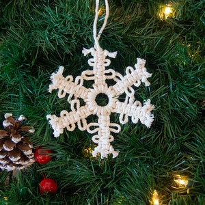 DIY Snowflake Macrame Pattern, Handmade ornament, Beginner Macrame Pattern, Diy Gift,  Boho Macrame, Christmas Tree Decoration, Boho Decor