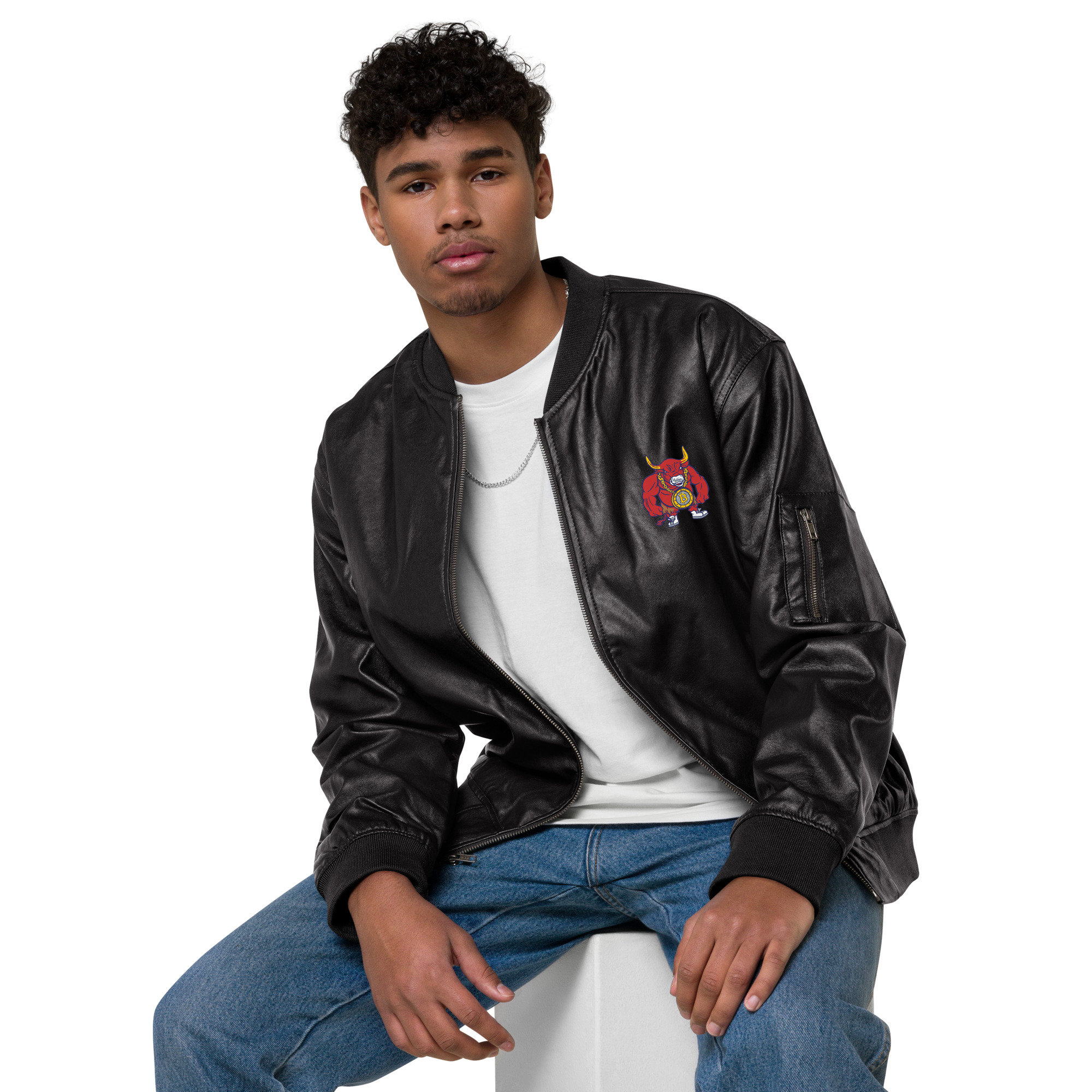 Faux Leather Bomber Jacket Mens Leather 