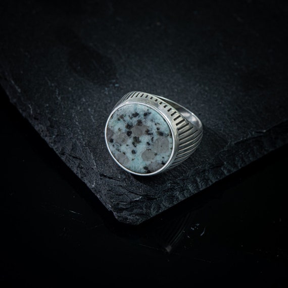 Gift For Husband Handmade ring Men oval gemstone Gemstone jewellery Kiwi ring Oxidized Sterling Silver Natural Gemstone Men/'s ring