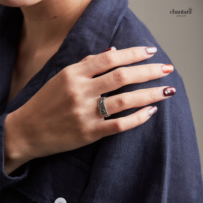 Sterling Silver Chain Amor ring Unisex ring C Sterling Silver Ring Personal Monogram Jewelry Custom Letter Ring Personalised Ring
