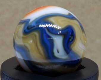 Fire Blue Glass Marble .72 inch Glass Game Marble - lot #1487