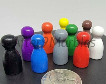 24x12 mm Wooden Pawns Wood Game Pieces Standard Size Green Purple Red Blue White Orange Yellow Gray Black or Brown