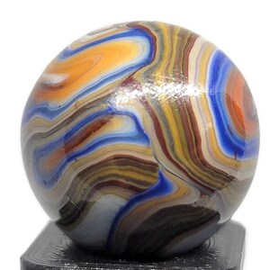 Blue Swamp Swirl Glass Marble 18mm Collectible Glass  Game Marble lot# 2883