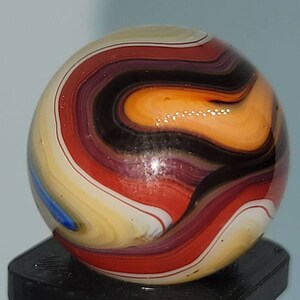 Red Orange Blue Swirl Glass Marble 18mm Collectible Glass  Game Marble lot# 2892